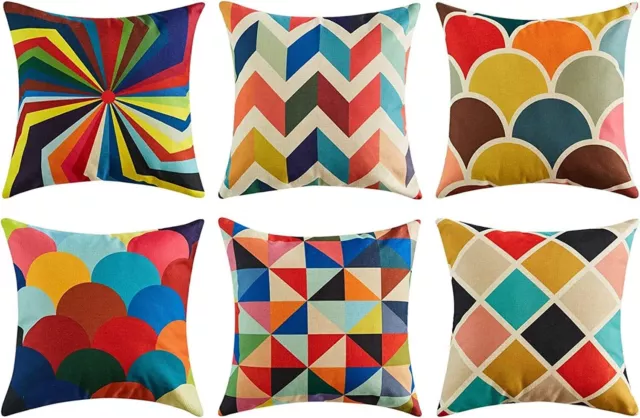 Colorful Cushion Covers 45 x 45 cm Set of 1/6 Geometric Throw Pillow case