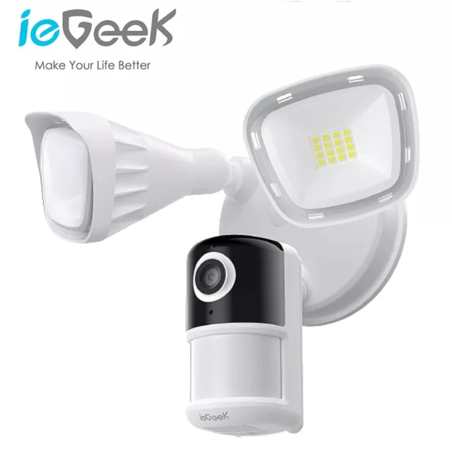 ieGeek Outdoor 2K Security Floodlight Camera with Color Night Vision WiFi CCTV