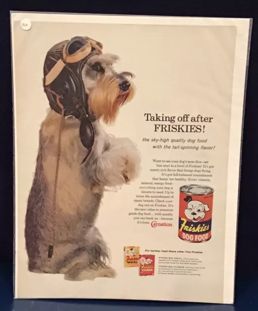 Vintage 1960 Carnation LIFE MAGAZINE Print Ad for Friskies Canned Dog Food