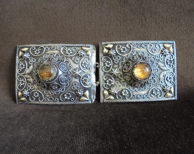 BOUCLE CEINTURE - ART NOUVEAU - Argent 1898 Commémoration Campagne Egypte Napo