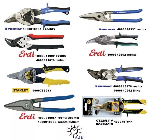 Blechscheren Auswahl von Stanley Fat Max , Erdi & Promat - viele Ausführungen !