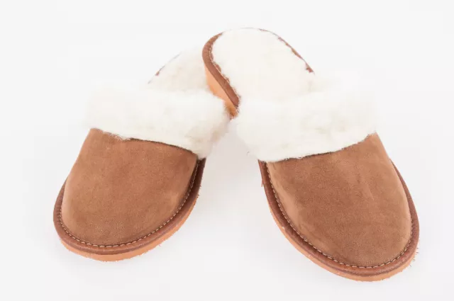 Women`s / Ladies Warm Winter Lining Slippers Suede Leather Size 3 4 5 6 7 8 UK B