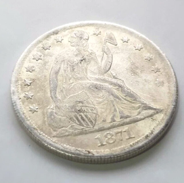 1871 US Seated Liberty Antique Dollar Coin