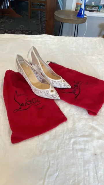 Christian Louboutin Neoalto 85 Dentelle Crepe Satin Lace Pumps - EU 40 Size 10