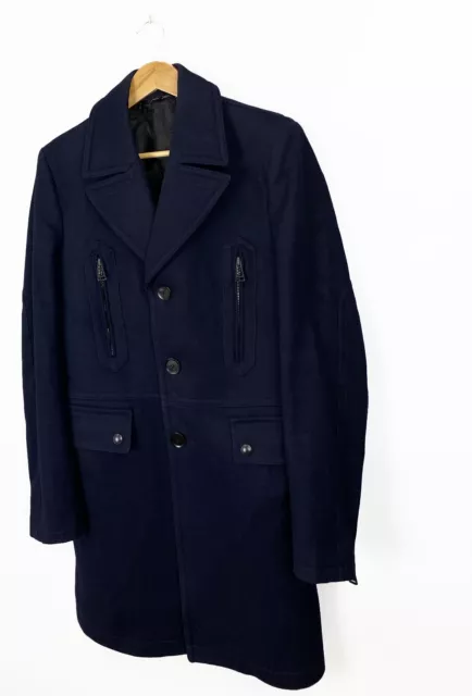 BELSTAFF England Wool Navy Coat Size 50 3