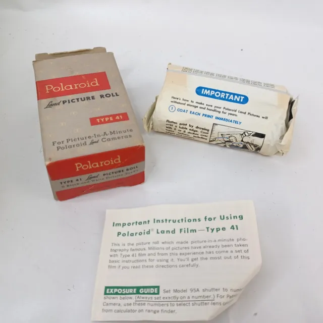 Polaroid Land Picture Roll Camera Film Type 41 B&W Photograph Exp April 1957