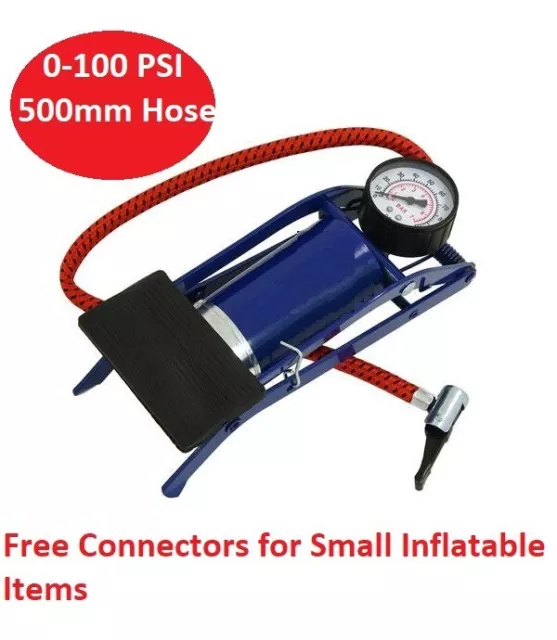 New Single Barrel Cylinder Air Inflator Foot Pump Car Van Bicycle Bike Tyre