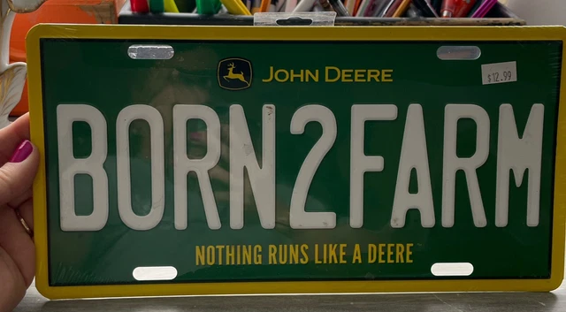 John Deere Born To Farm Metal License Plate