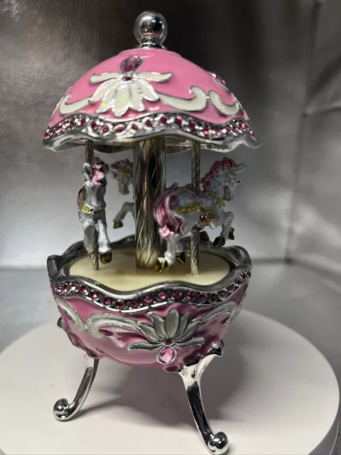 Hot Pink Musical Faberge Horse Carousel By Keren Kopal, Colorful, Last One!