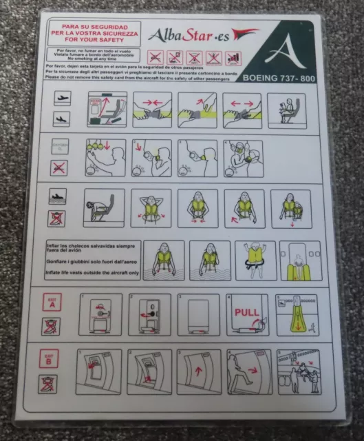 Alba Star Boeing 737 800 Airline Safety Card 2018