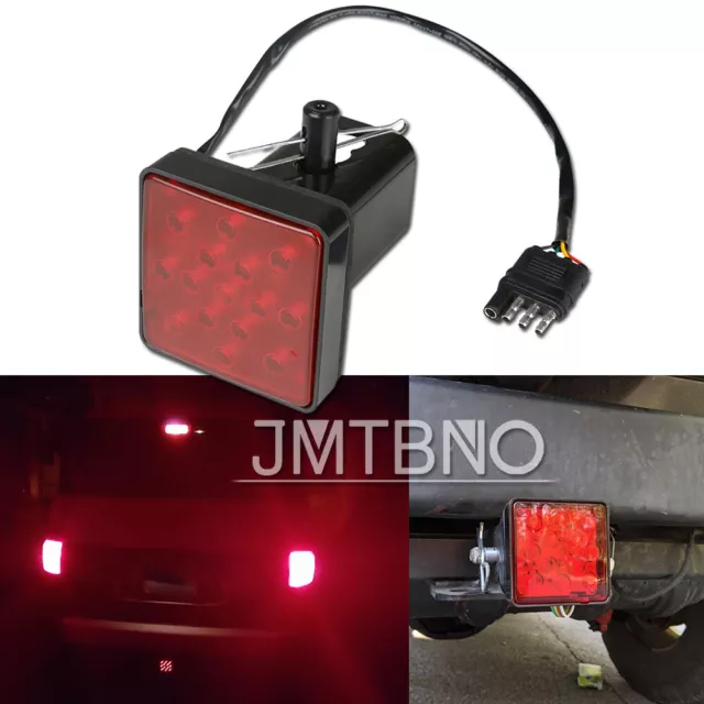 2" 12V Trailer Hitch Cover Light 15 Led Tow Rear Tail Lights Stop Brake Light US