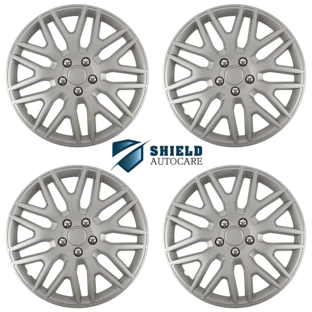 Wheel Trims 14" Hub Caps Dakar NC Plastic Covers Set of 4 Silver Fit R14