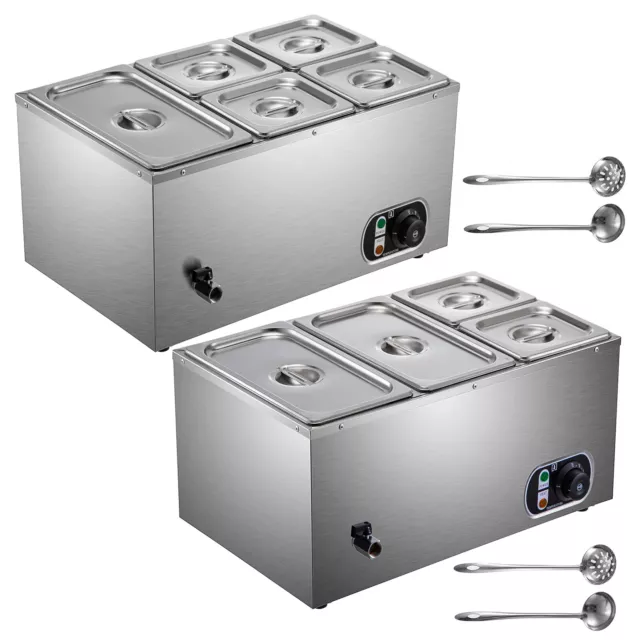 VEVOR 4/5 Pots Commercial Food Warmer Bain Marie Buffet Heater Stainless Steel