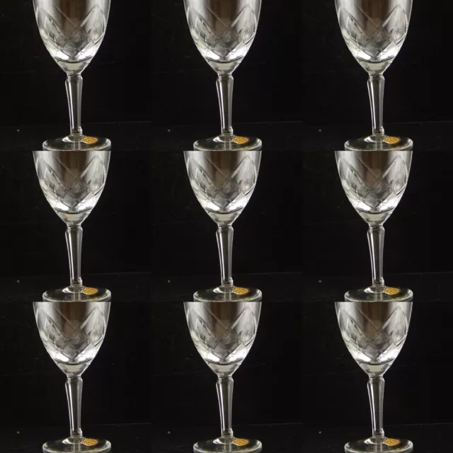 Antico Art Deco Servizio 10 Bicchieri Calici Cristallo Dessert Boemia Molati
