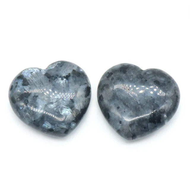 2pcs 30mm Natural ShimmerStone Healing Heart Gemstone Elegant Reiki Stone