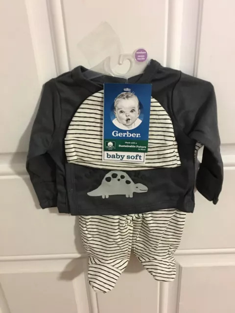 Brand New Infant Boys Size Newborn Gerber 3 Piece Outfit