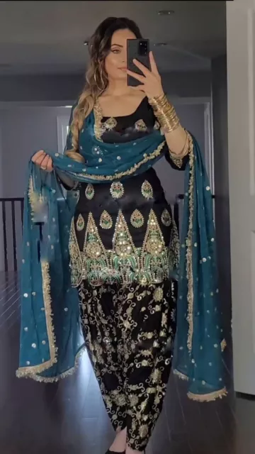 DHOTI TOP SALWAR KAMEEZ PARTY WEAR DRESS BOLLYWOOD SUIT PAKISTANI INDIAN Mirror
