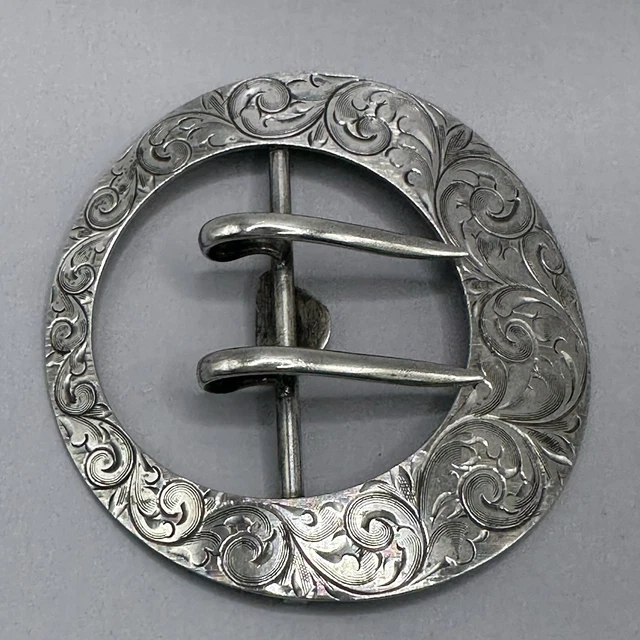 Sash Slide Belt Buckle Victorian Etched Scrolls R Blackinton Co Sterling Silver Victorian Sterling Silver Sash/Belt Buckle | Buckle | Online  main image 4