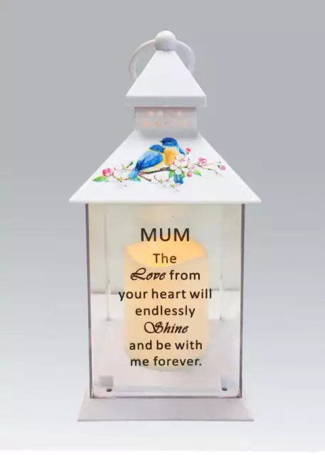 Mum - Memorial Light Up Lantern -  Bird Candle Graveside Memory Remembrance