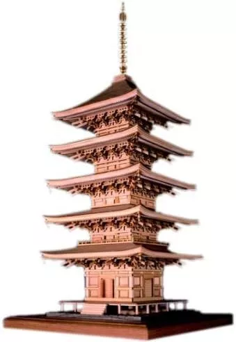 woody joe 1/75 Rurikoji Five-storied Pagoda Wooden Model Assembly Kit