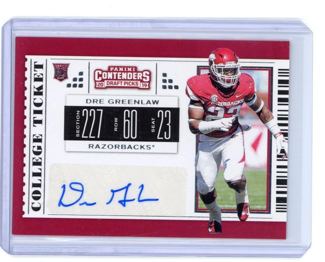 Dre Greenlaw auto rookie card 2019 Panini Contenders Draft ticket RC 49ers