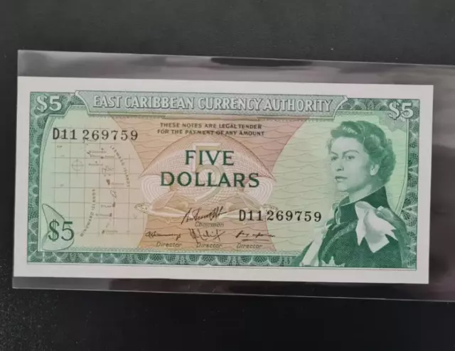 1965 East Caribbean 5 Dollars  BANKNOTE aUNC