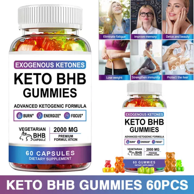 Advanced 60 Keto BHB Gummies For Weight Loss Fat Burner Improve Immunity New