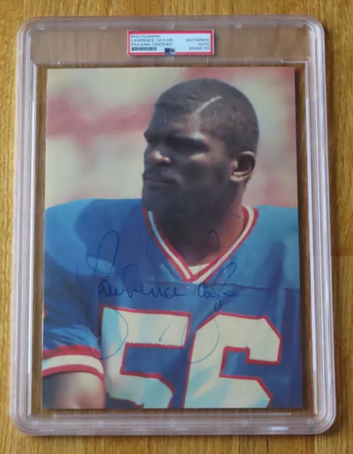 Vintage Early LAWRENCE TAYLOR Signed NEW YORK GIANTS Photo PSA Slabbed Autograph