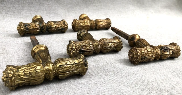 5 antique french door handles knobs lot 19th century gilded bronze castle