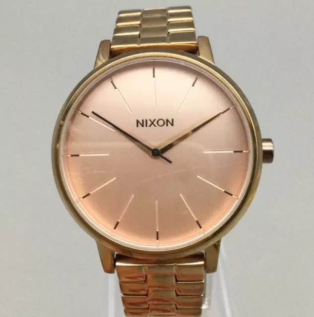 Nixon Kensington Watch Women 37mm Rose Gold Tone Round Dial New Battery 6.5"