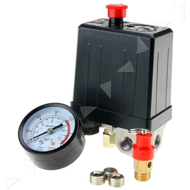 1/4 BSP AIR Compressor Pressure Switch 4 Port Single Phase Safety Valve