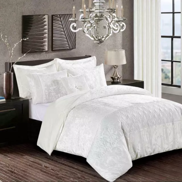 New Luxury Beautiful Duvet Cover Set Crushed Velvet Double King Super King Size*