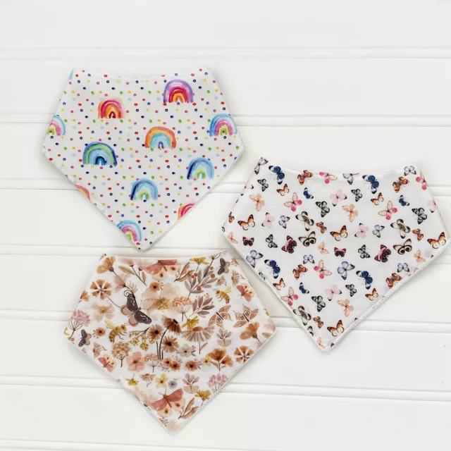 Set 3 Baby Boy Dribble Bandana Triangle Bibs, Handmade