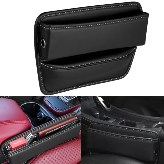 Car Seat Gap Side Catcher Filler Storage Box Pocket Organizer Holder Black PU