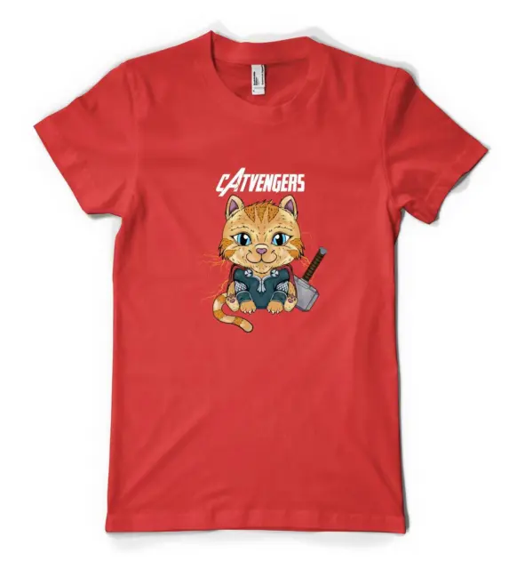 Catvengers Thor Cat Superhero Mashup Personalised Unisex Kids T Shirt