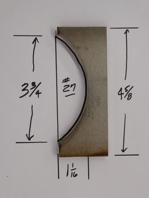 Shaper /Molder Custom Corrugated Back Knives For 1 1/16" x 3 3/4" Convex Profile