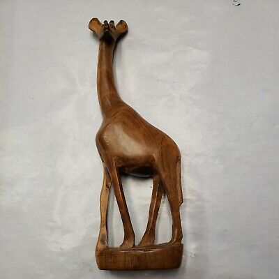 Vintage Hand Carved African Giraffe Figurine Wood 8.5” Made in Kenya