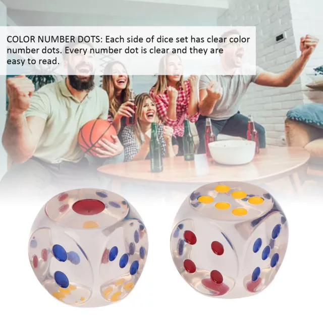 GSS 2Pcs Dice Plastic Transparent Waterproof Antioxidant Number Dots 6 Sided Dic