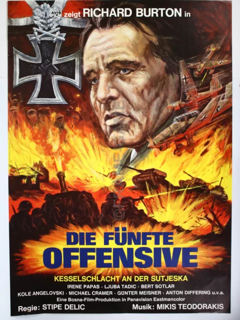 Original Filmposter Filmplakat A1 die Fünfte Offensive Richard Burton Sutjeska
