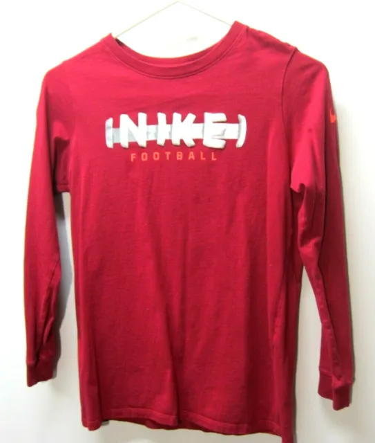 The Nike Tee Boys Large Red Athletic Cut Shirt Football Sports Long Sleeves
