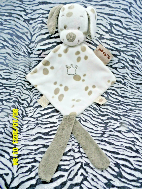 Cb/ Doudou Nattou Tom Max Noa Chien Blanc Marron Couronne 30Cm Ttbe 2 Disp0