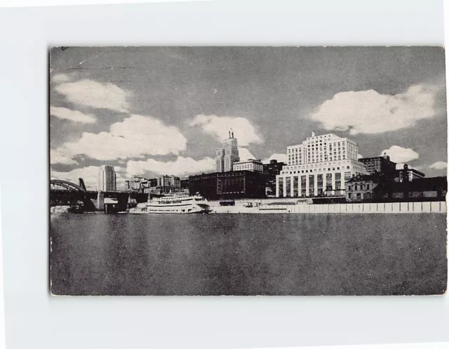 Postcard Skyline View on the Mississippi River St. Paul Minnesota USA