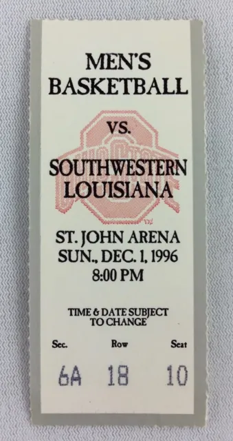 CBK 1996 12/01 Southwestern LA. at Ohio State Basketball Ticket-Reginald Poole