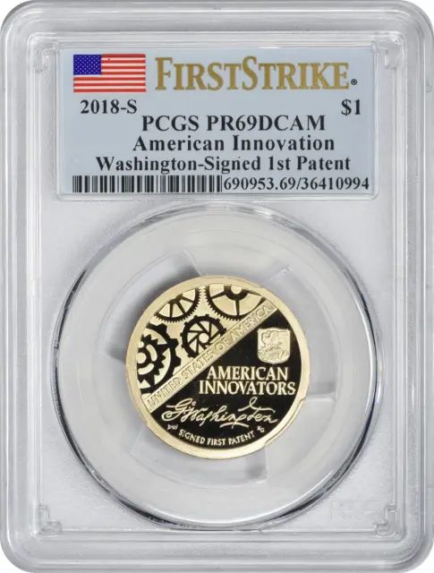 2018-S American Innovation Dollar PR69DCAM PCGS First Strike Washington Patent