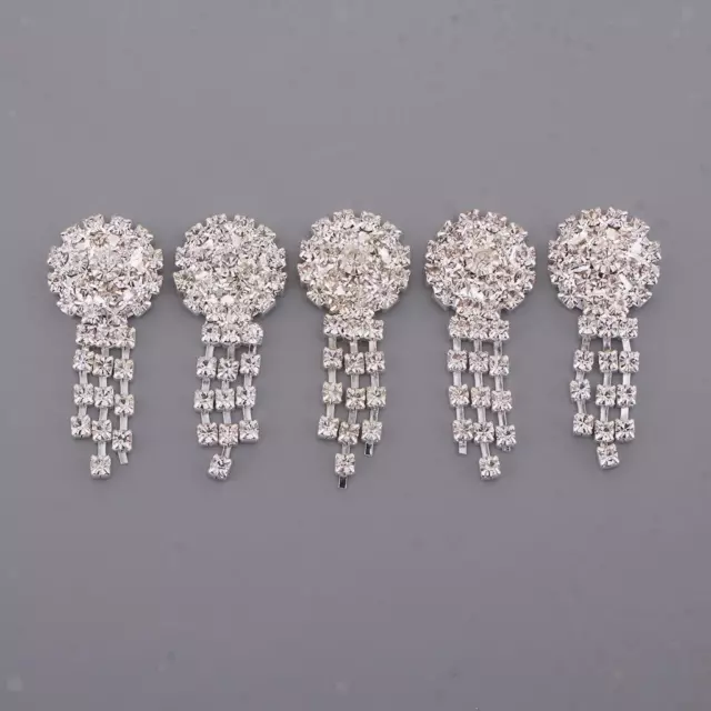 5pcs Crystal Flower Embellishments Rhinestone Button Flatback Wedding Decors