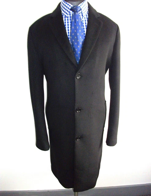 CAPPOTTO CAPPOTTO CAPPOTTO IN LANA CASHMERE CROMBIE 46 NERO LUNGO abito formale blazer BUONO