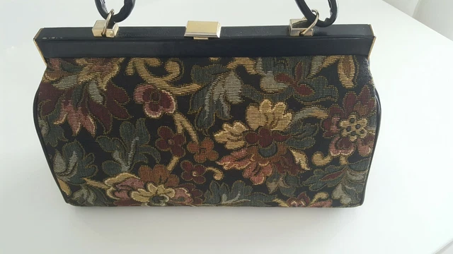 Petit Sac à Main Beige Tapisserie Fleurs Et Perles - Style Petit Point De Vienne - Neuf Sans étiquettes