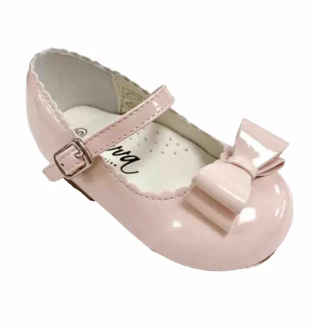 Baby Girls Mary Jane Spanish Style Pink Patent Bow Shoes Party Dress Sevva Uk  5