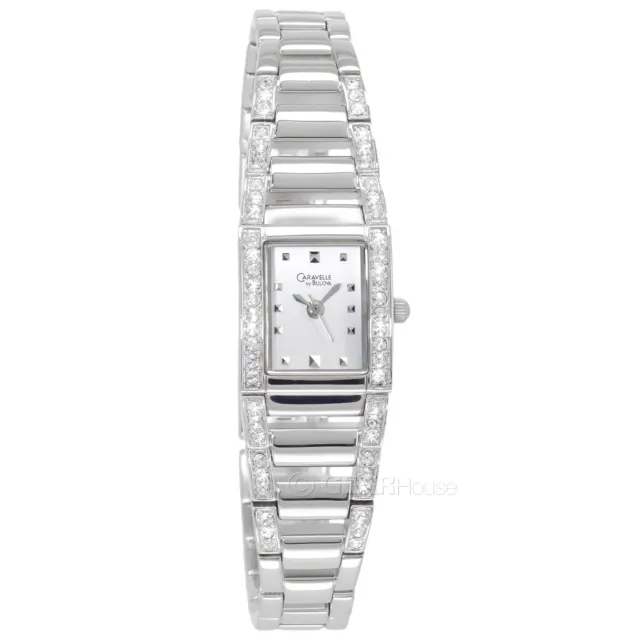 Caravelle by Bulova Womens Glitz Watch Pave Crystals Band Silver Stainless Steel 3