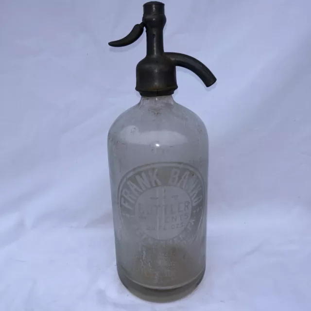 Antique Vintage FRANK BANKO Bottler Bethlehem PA Seltzer Bottle 26 Ounces